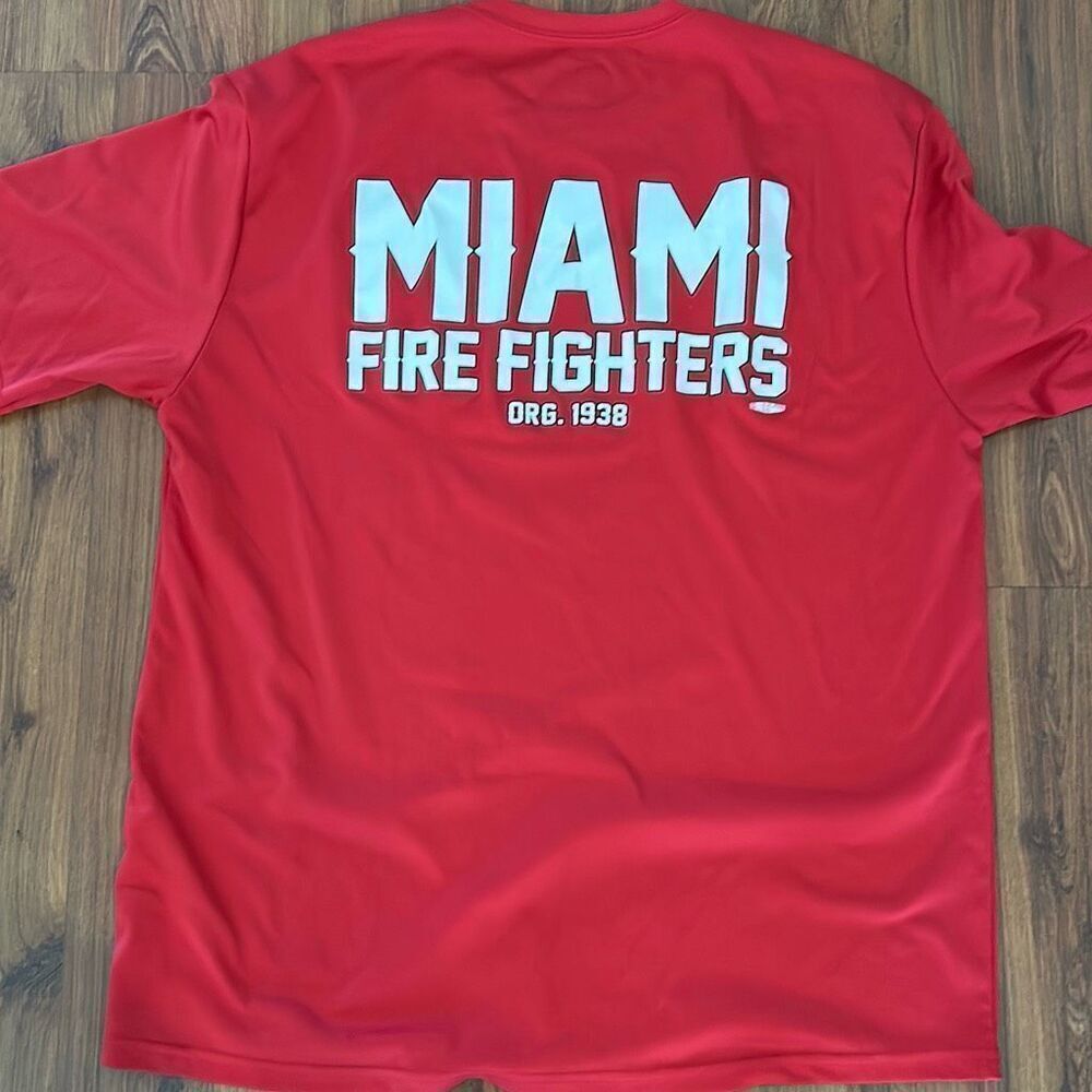 Miami firefighters red fire rescue short sleeve T-shirt L